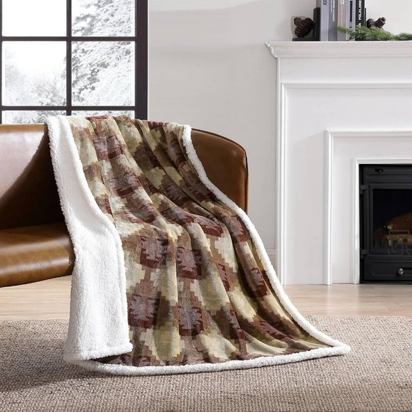 Ultra-Plush Throw Reversible Sherpa Fleece Cover Perfect for Bed or Couch